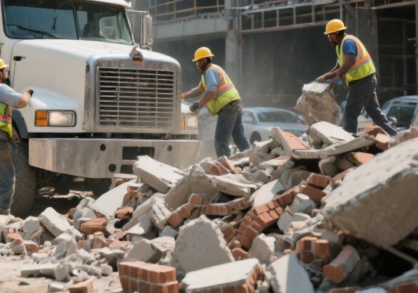 Trabalho de coleta em obra